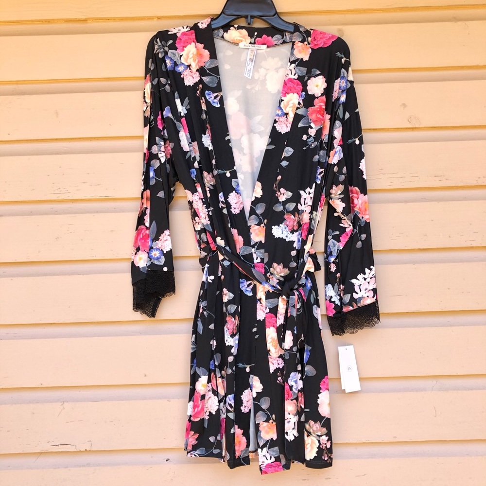 Flora Nikrooz Floral Robe Black Lace Fiona Butter - Picture 2 of 9